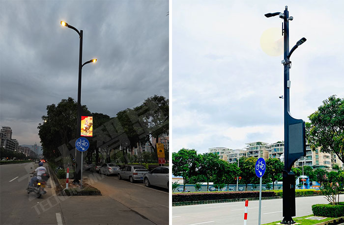 江門已經安裝好的智慧路燈和LED燈桿屏.jpg